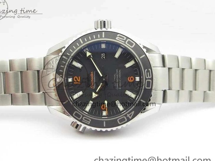 0508 Planet Ocean Pro 45mm OMF 1:1 Best Edition Orange Marker On SS Bracelet A8500 (Black Balance Wheel) Durable 8141